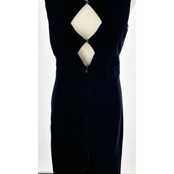 Vintage Scott McClintock Scalloped Velvet Maxi Formal Dress Womens Size 10 Black - Picture 8 of 10